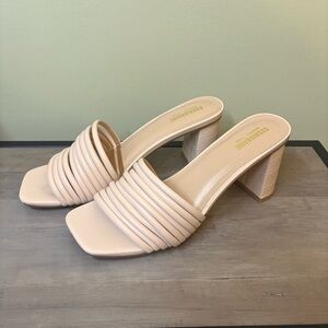 Women's Cream Heeled Sandals